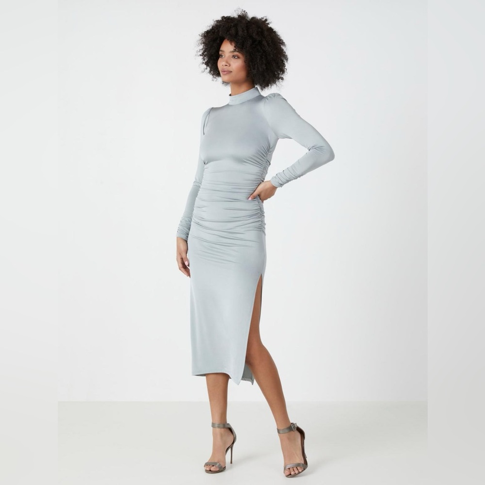 BCBGMaxAzria Maelynn Long Sleeve Dress Silver XS